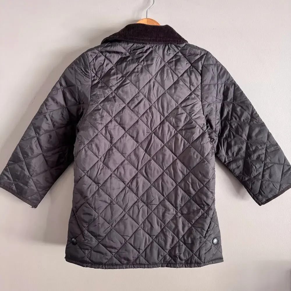 Barbour Liddesdale Quilted Jacket Corduroy Collar Brown Youth Kids Size Small